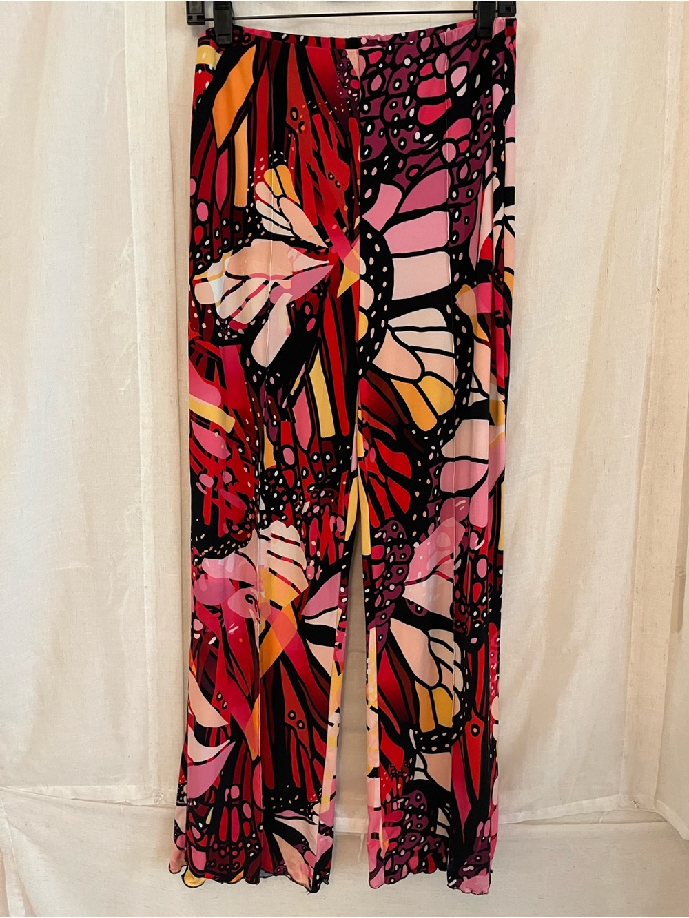 Joseph Ribkoff Vibrant Floral-Abstract Wide-Leg Pants in Pink, Red & Yellow